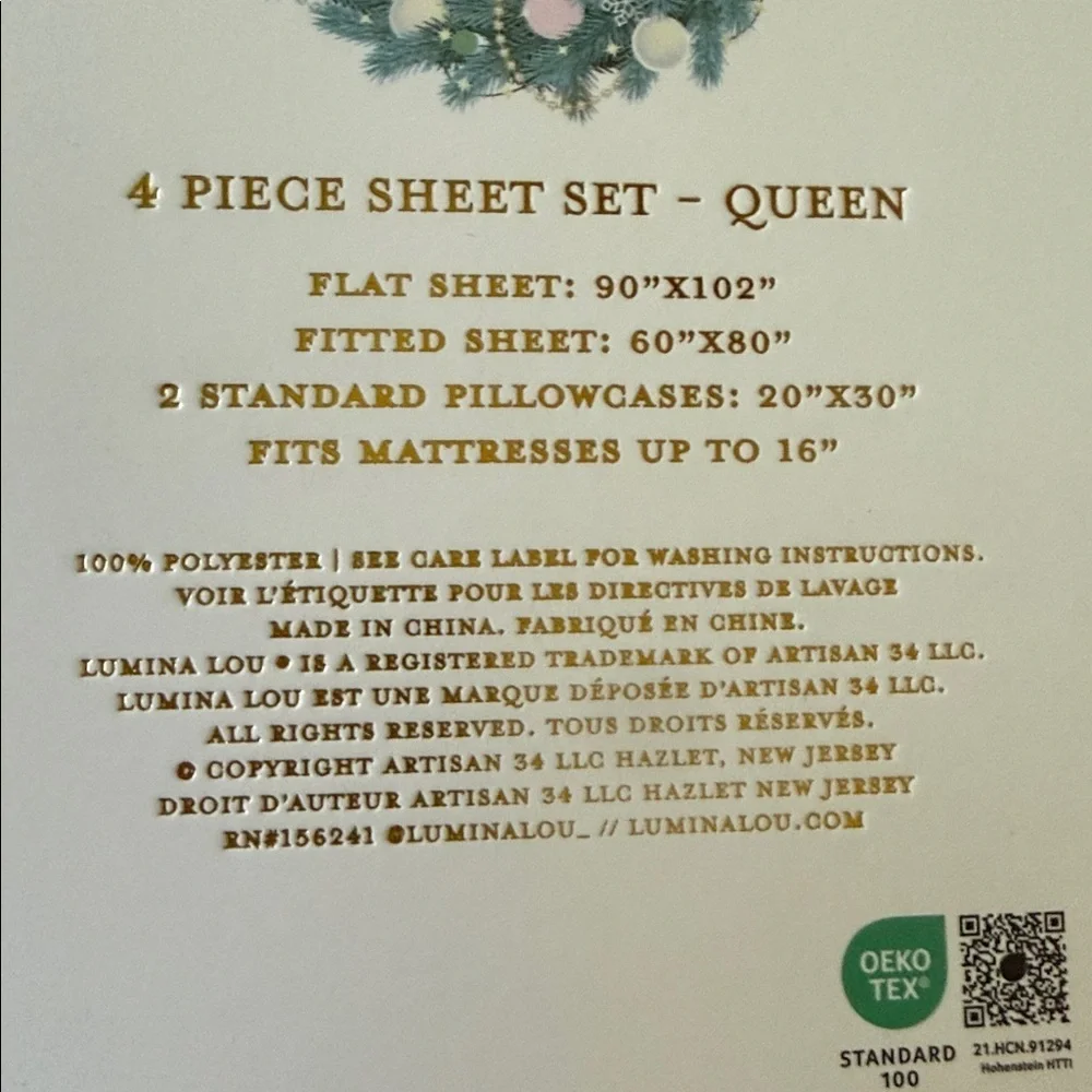 Lumina Lou Christmas Holiday Christmas Tree Cakes Sheet Set - QUEEN